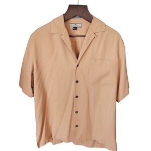 Tommy Bahama Gold yellow silk button shirt small Short Sleeve Shirt